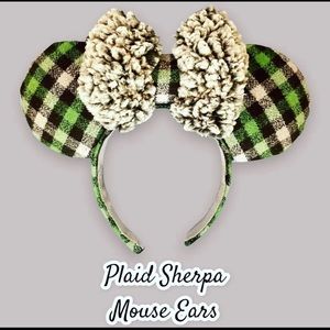 Plaid Flannel Mouse Ears with Sherpa Bow